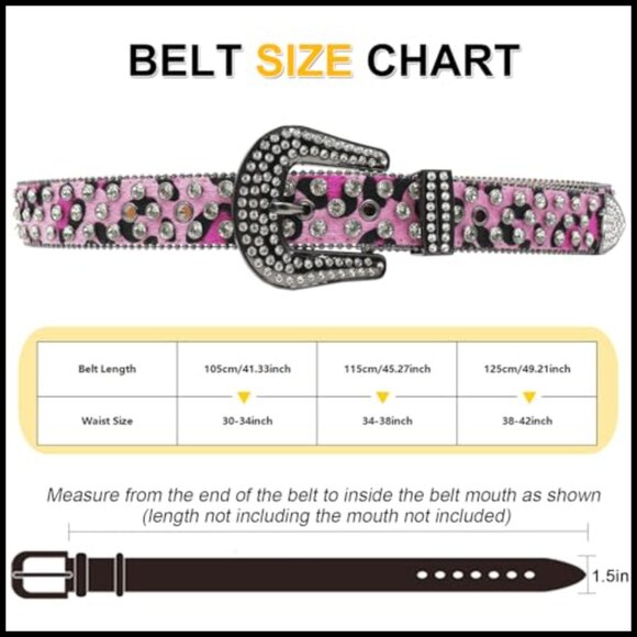 Rhinestone Leopard Print Belt Faux Leather Western Cowgirl Y2K